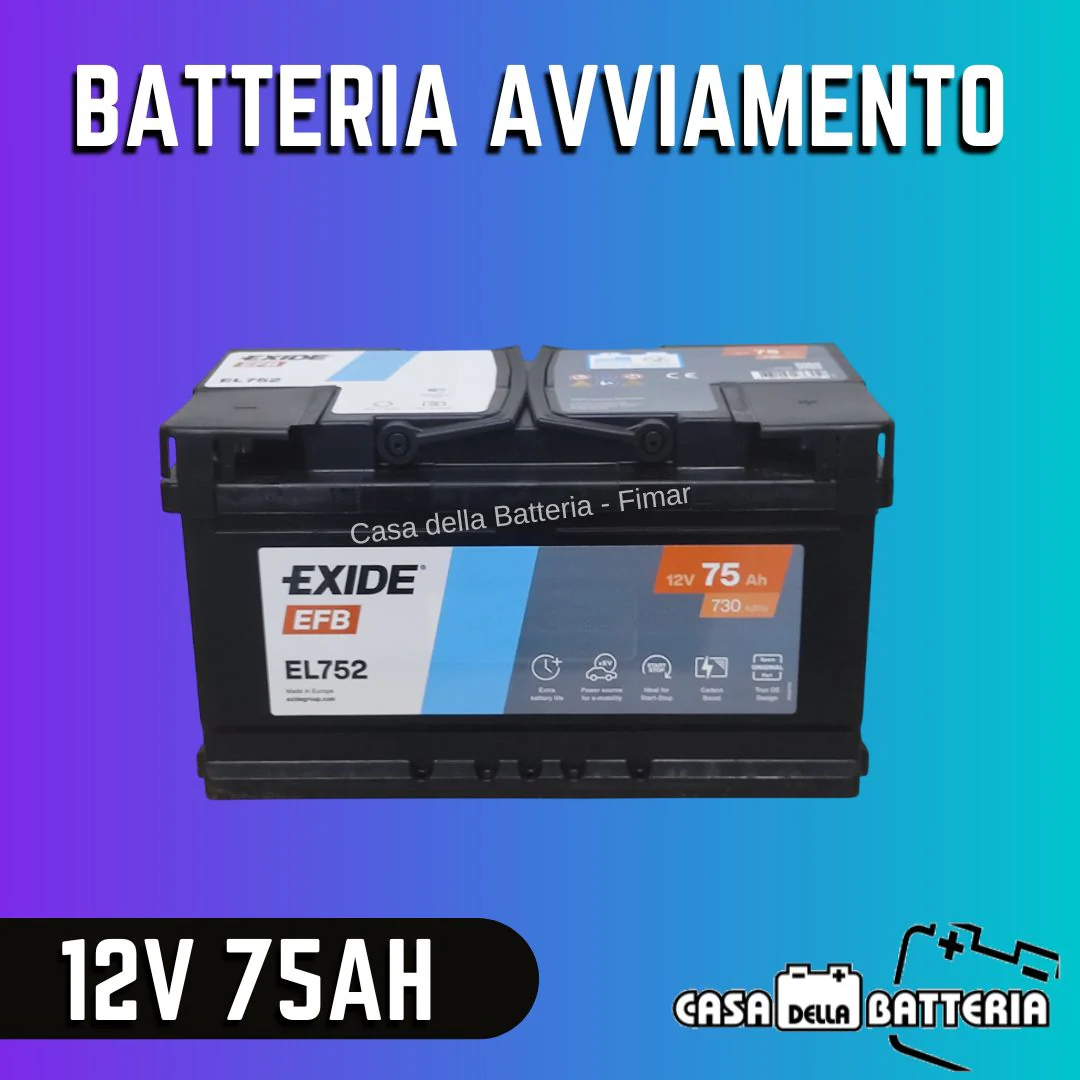 Batteria avviamento 75AH L4B DX Exide EFB ribassata