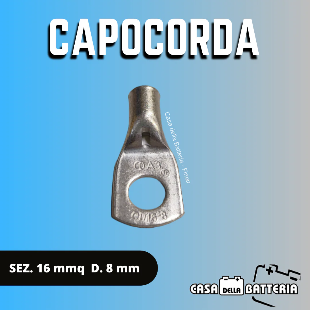 CAPOCORDA SEZ. CAVO 16 mmq. DIAM. FORO 8 mm.
